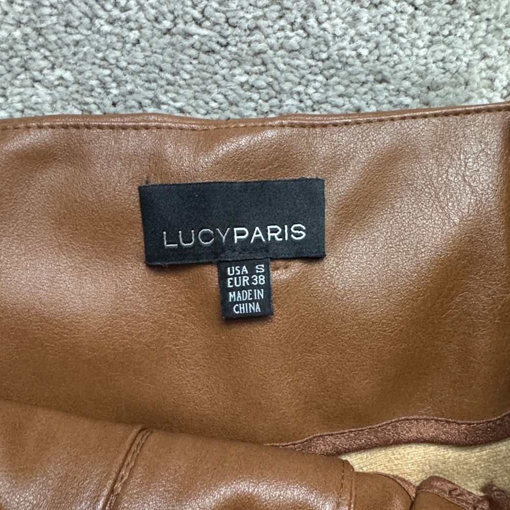Faux leather paper bag pants